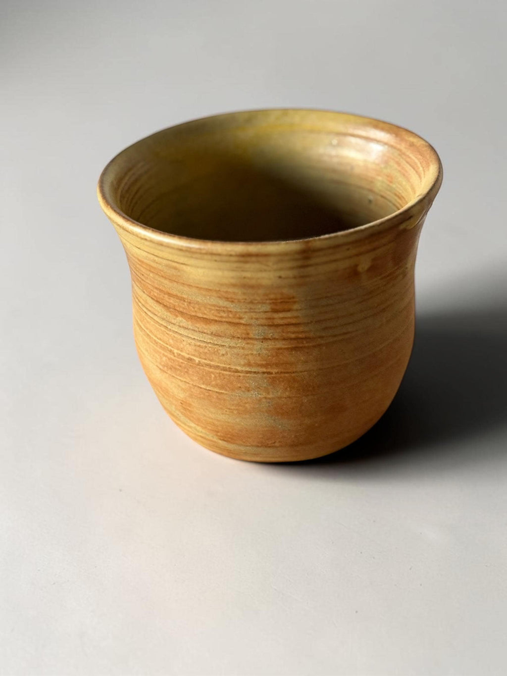 Vintage Danish hand-thrown stoneware cup in  ochre glaze __etsy:8162910065