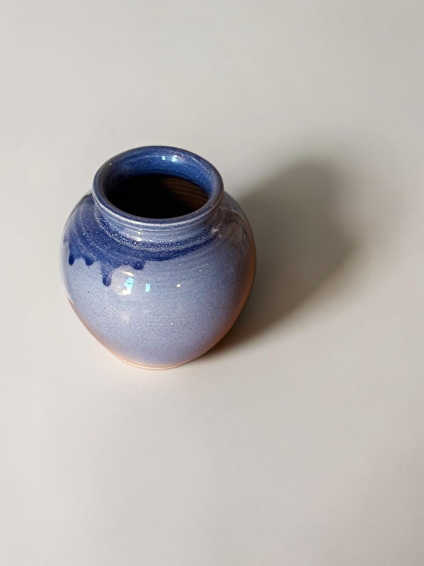 Vintage Danish studio pottery handmade ceramic bud vase in cobalt blue glaze