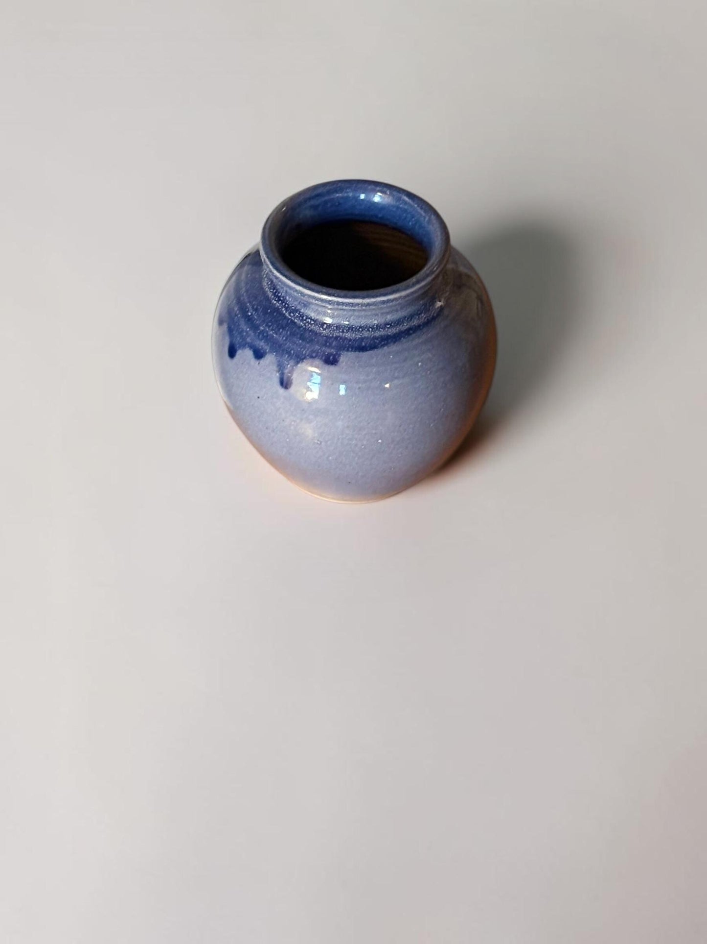 Vintage Danish studio pottery handmade ceramic bud vase in cobalt blue glaze