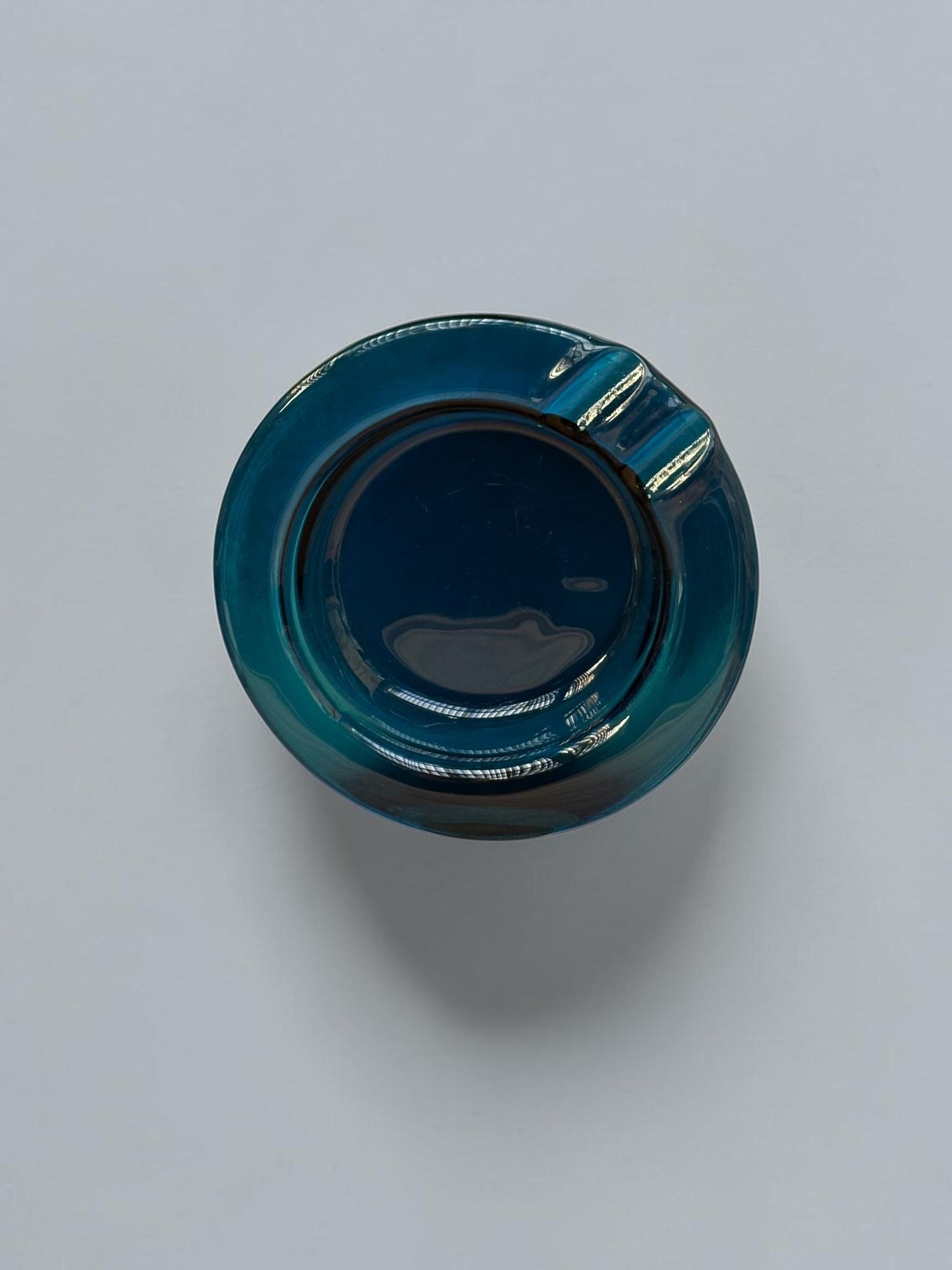 Michael Bang for Kastrup Holmegaard: Oceanblaa cigar ashtray. Danish art glass 1973
