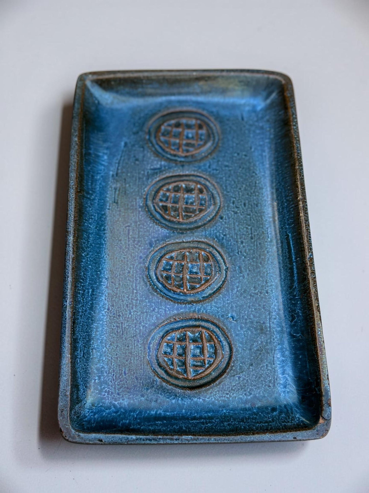 Soholm Denmark Blue Stoneware tray or wall plaque by Svend Aage Jensen