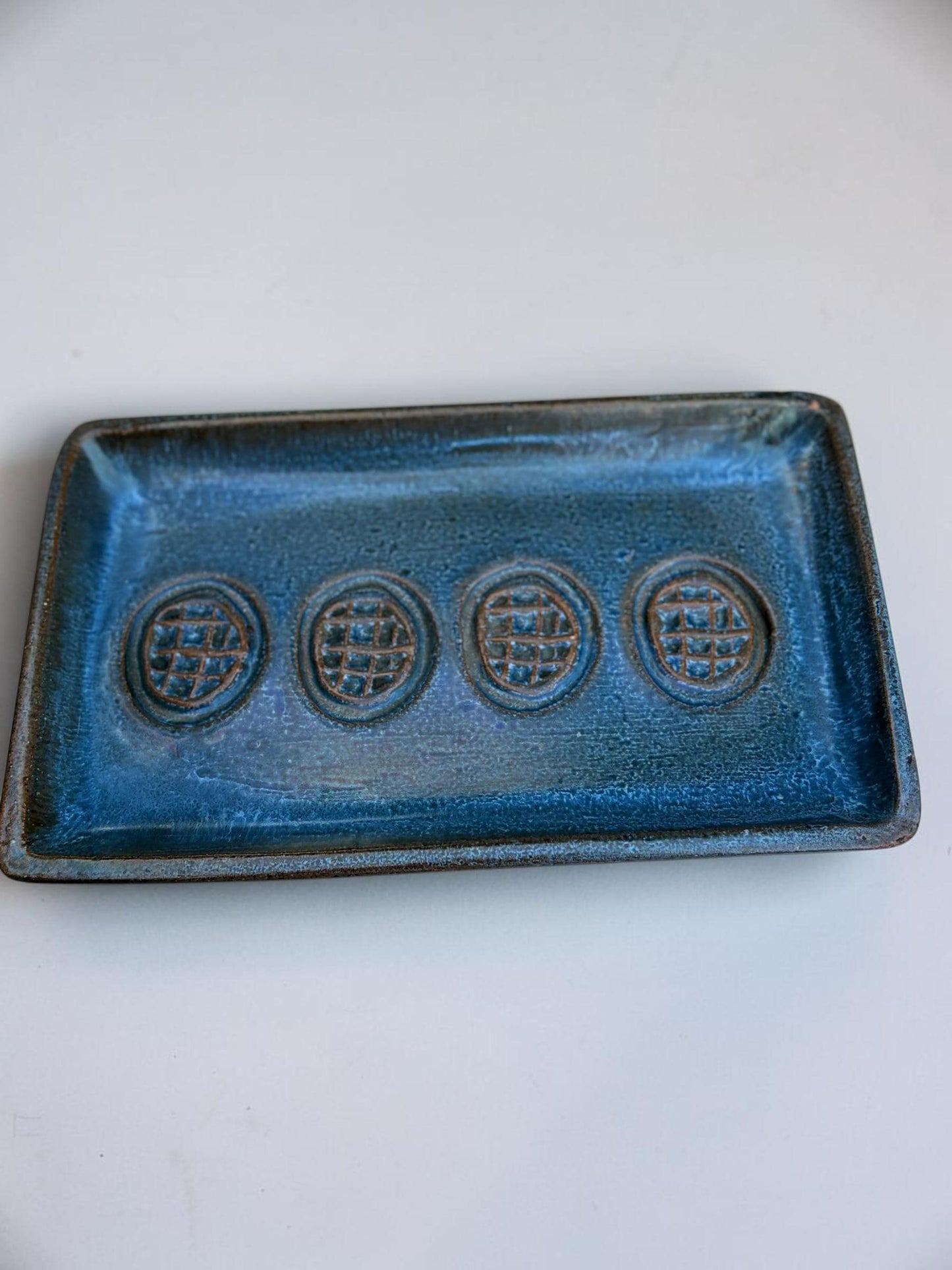 Soholm Denmark Blue Stoneware tray or wall plaque by Svend Aage Jensen