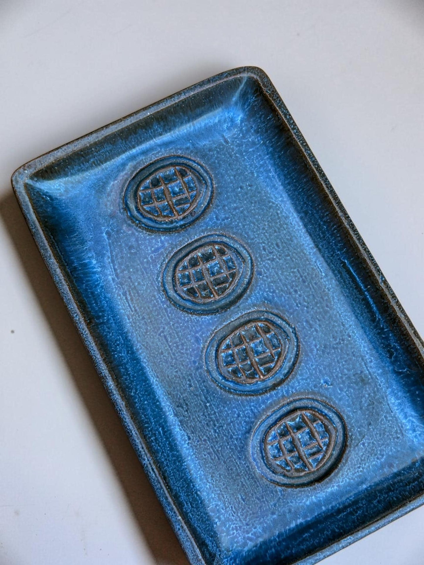 Soholm Denmark Blue Stoneware tray or wall plaque by Svend Aage Jensen