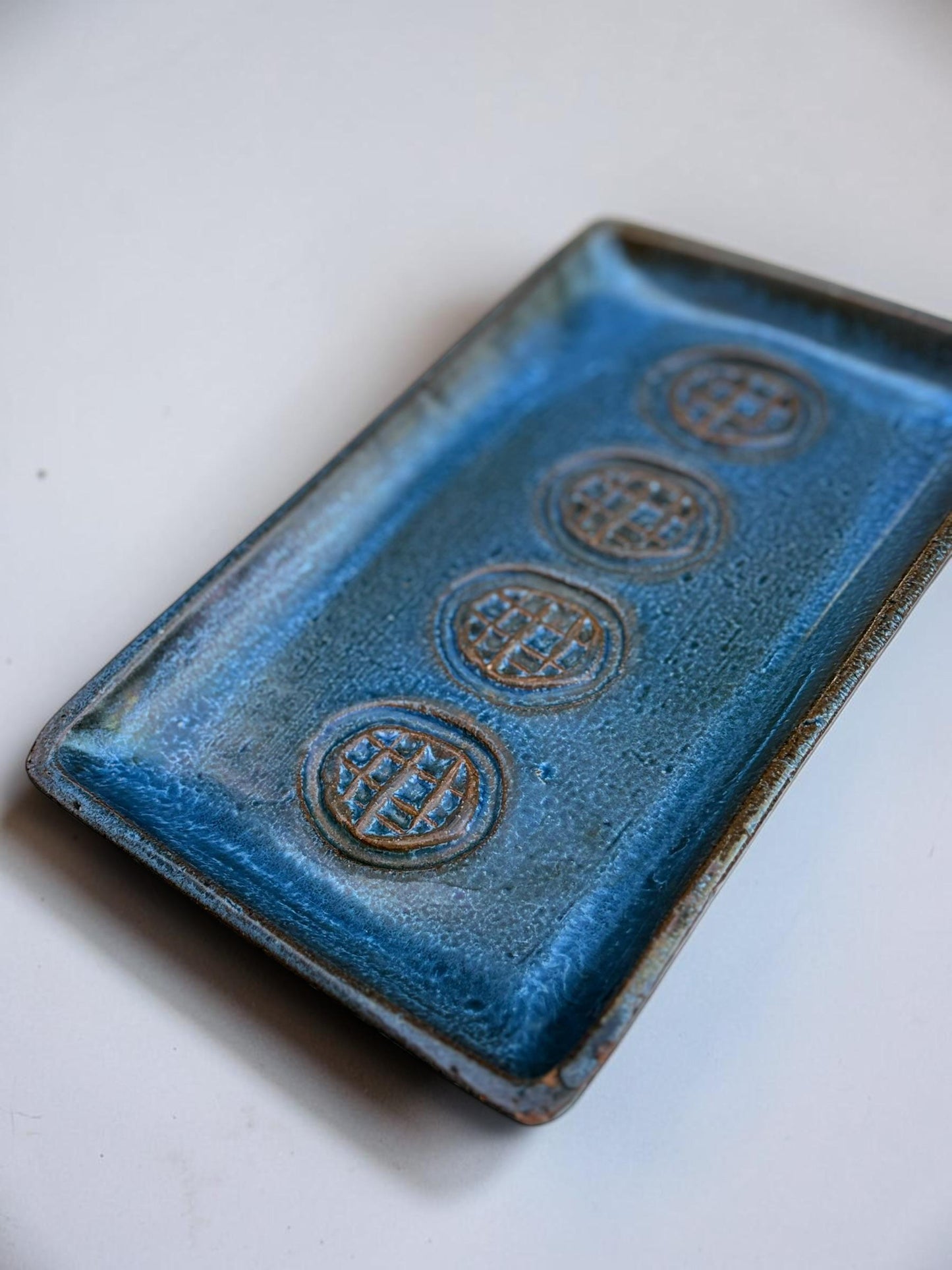 Soholm Denmark Blue Stoneware tray or wall plaque by Svend Aage Jensen