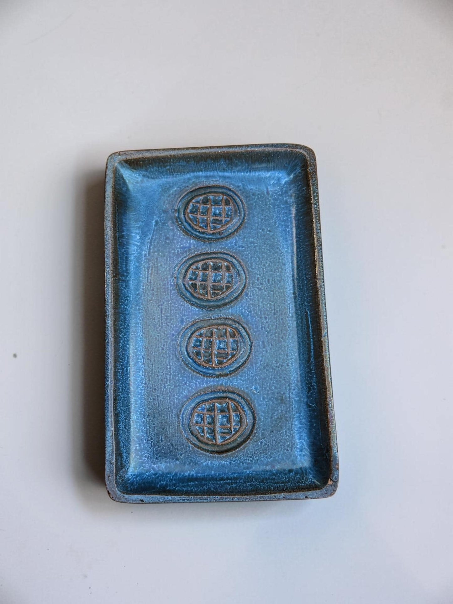 Soholm Denmark Blue Stoneware tray or wall plaque by Svend Aage Jensen