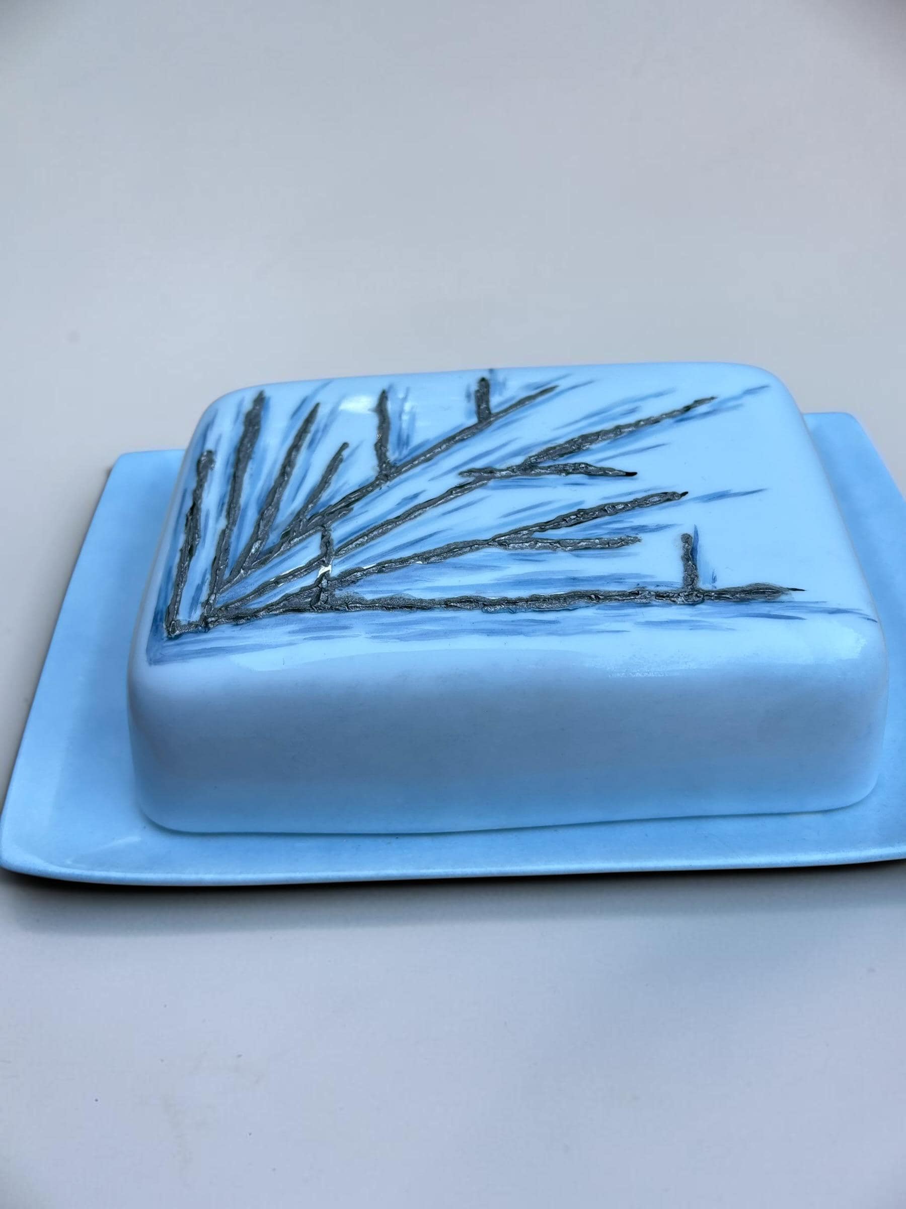 Rare Royal Copenhagen butter dish by Ivan Weiss in hand painted faience