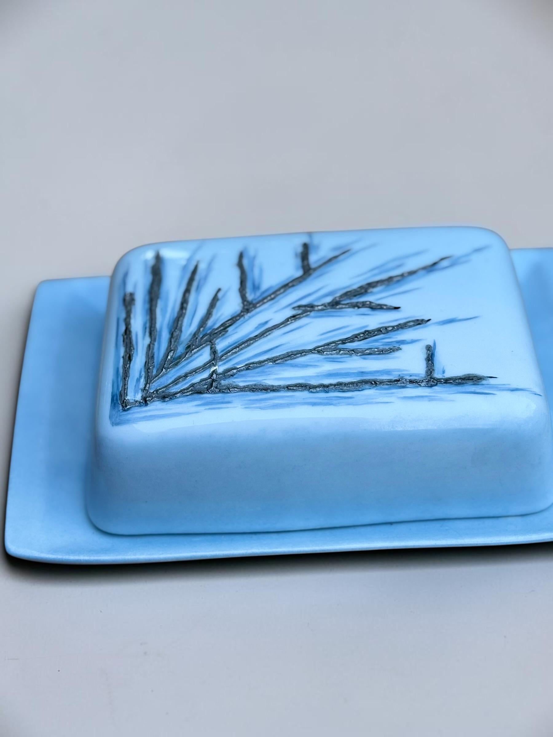 Rare Royal Copenhagen butter dish by Ivan Weiss in hand painted faience