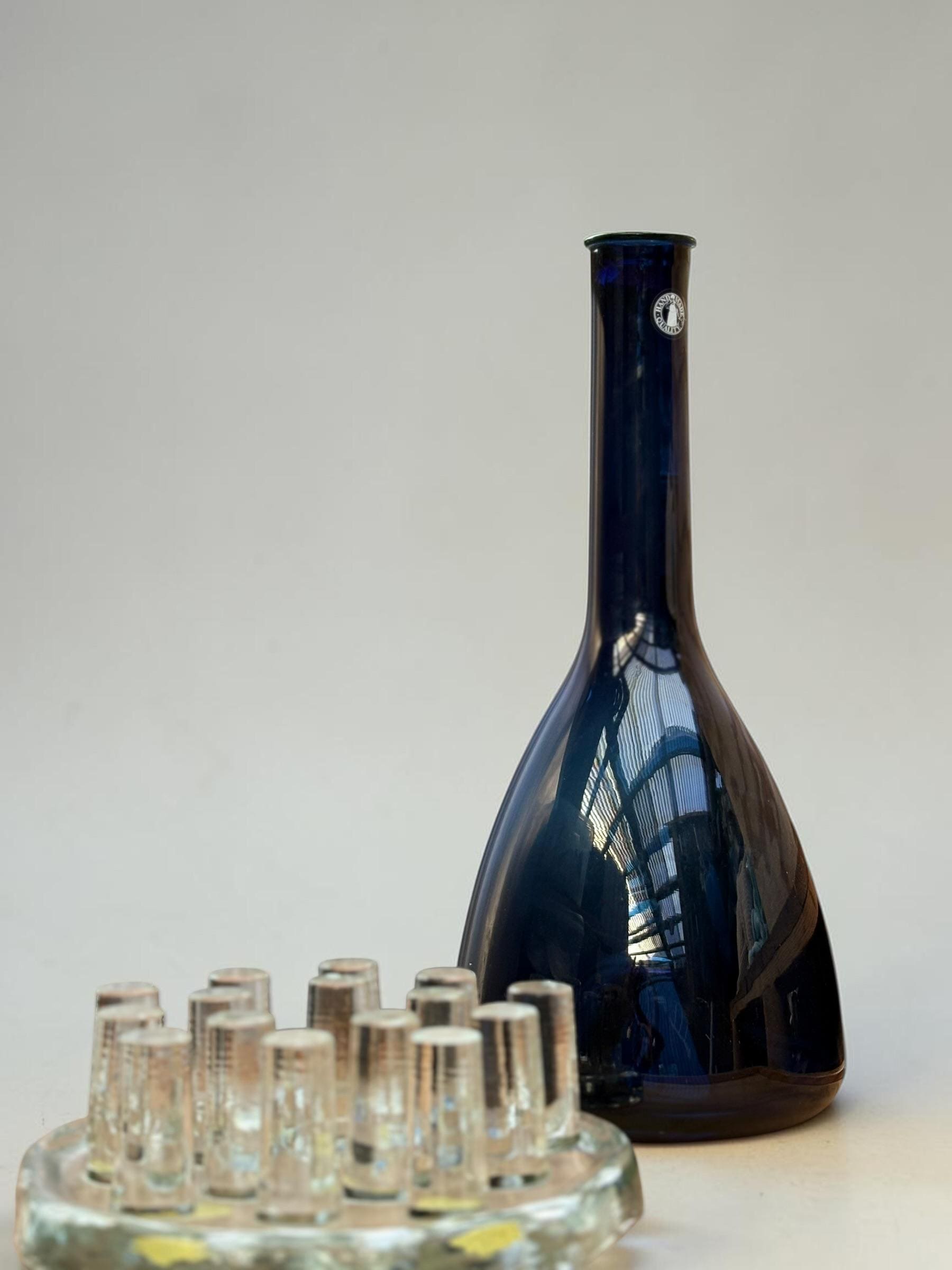 Orrefors Swedish art glass vase in cobalt blue sommerso __etsy:8195052491