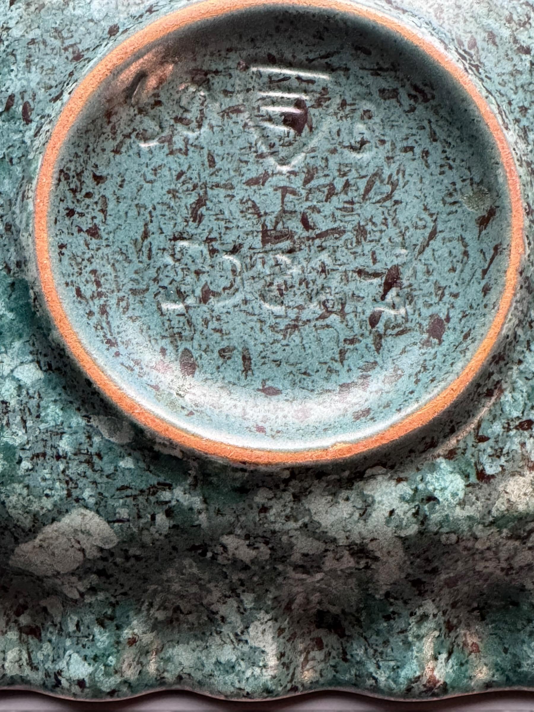 Vintage ceramic ashtray bowl or small dish in West Germany turquoise drip glaze __etsy:8205433767