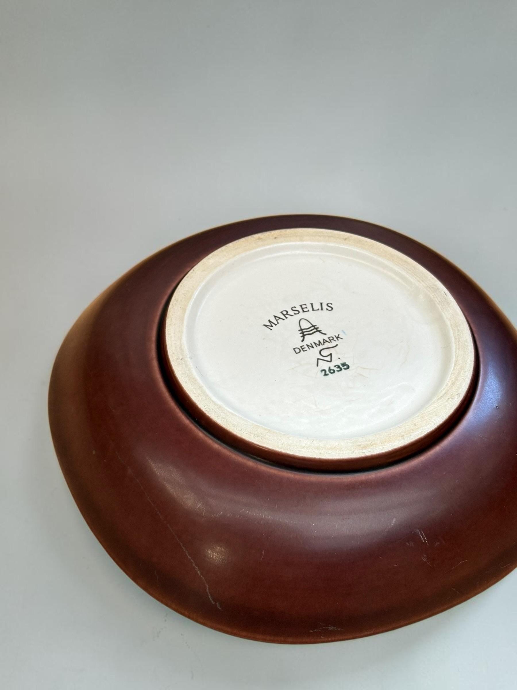 Nils Thorsson for Aluminia midcentury ‘Marselis’ bowl in oxblood wave glaze __etsy:8210875263
