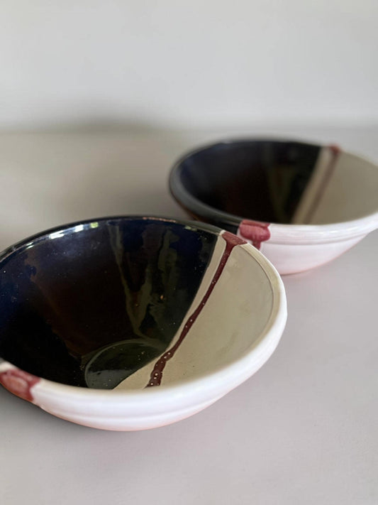 Handmade Danish studio pottery serving bowls: Scandinavian wabi sabi decor
