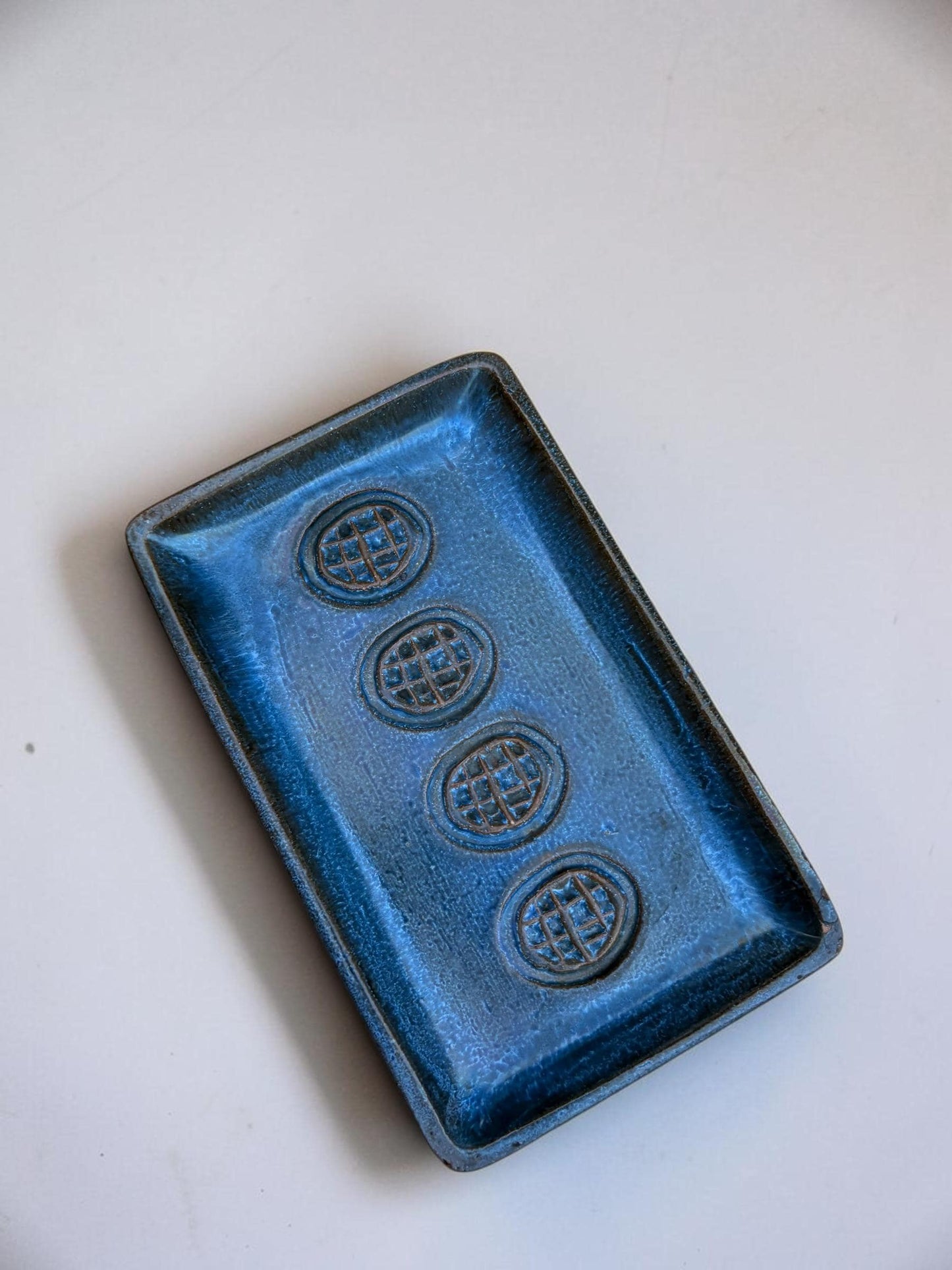 Soholm Denmark Blue Stoneware tray or wall plaque by Svend Aage Jensen