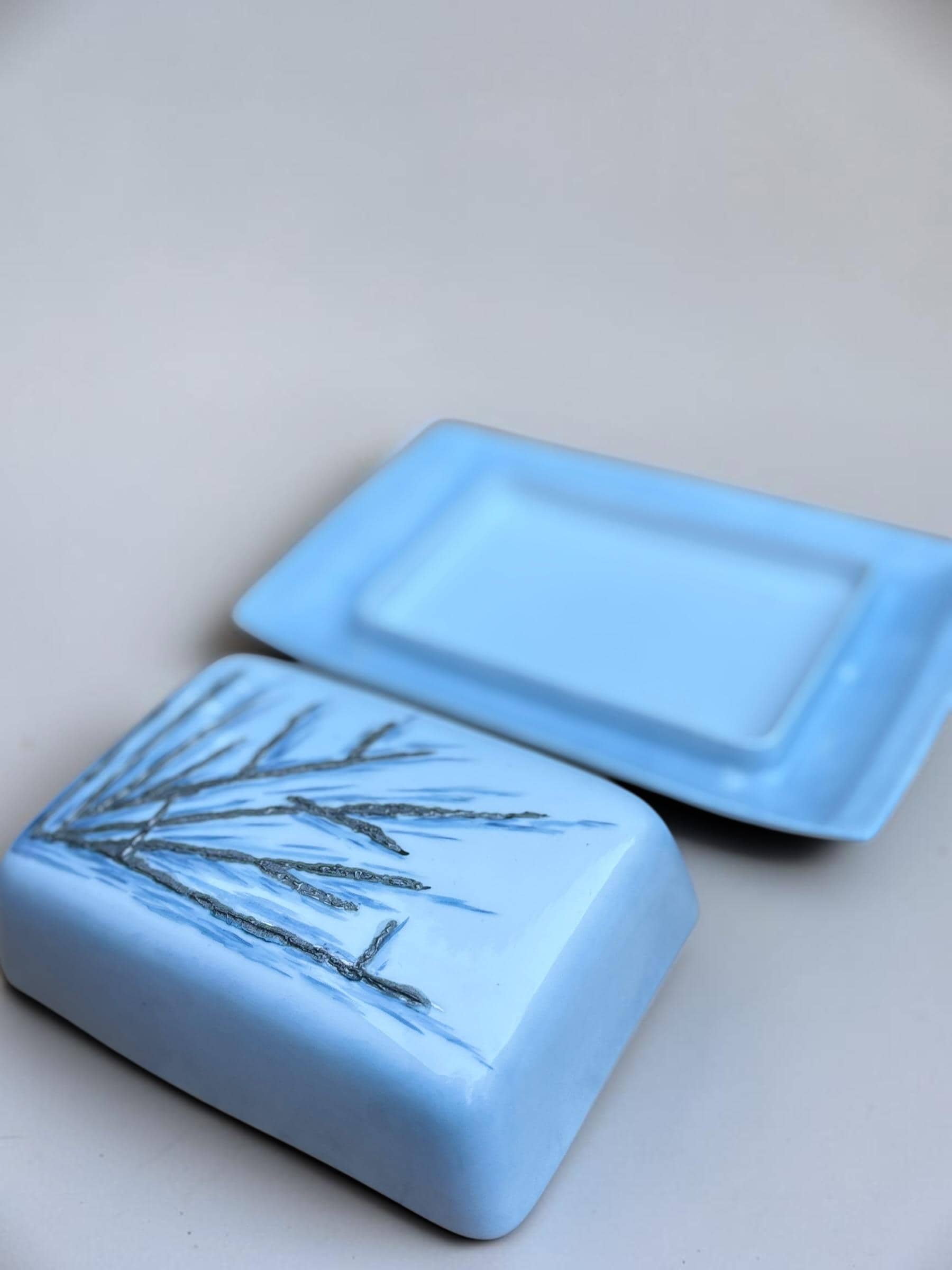 Rare Royal Copenhagen butter dish by Ivan Weiss in hand painted faience