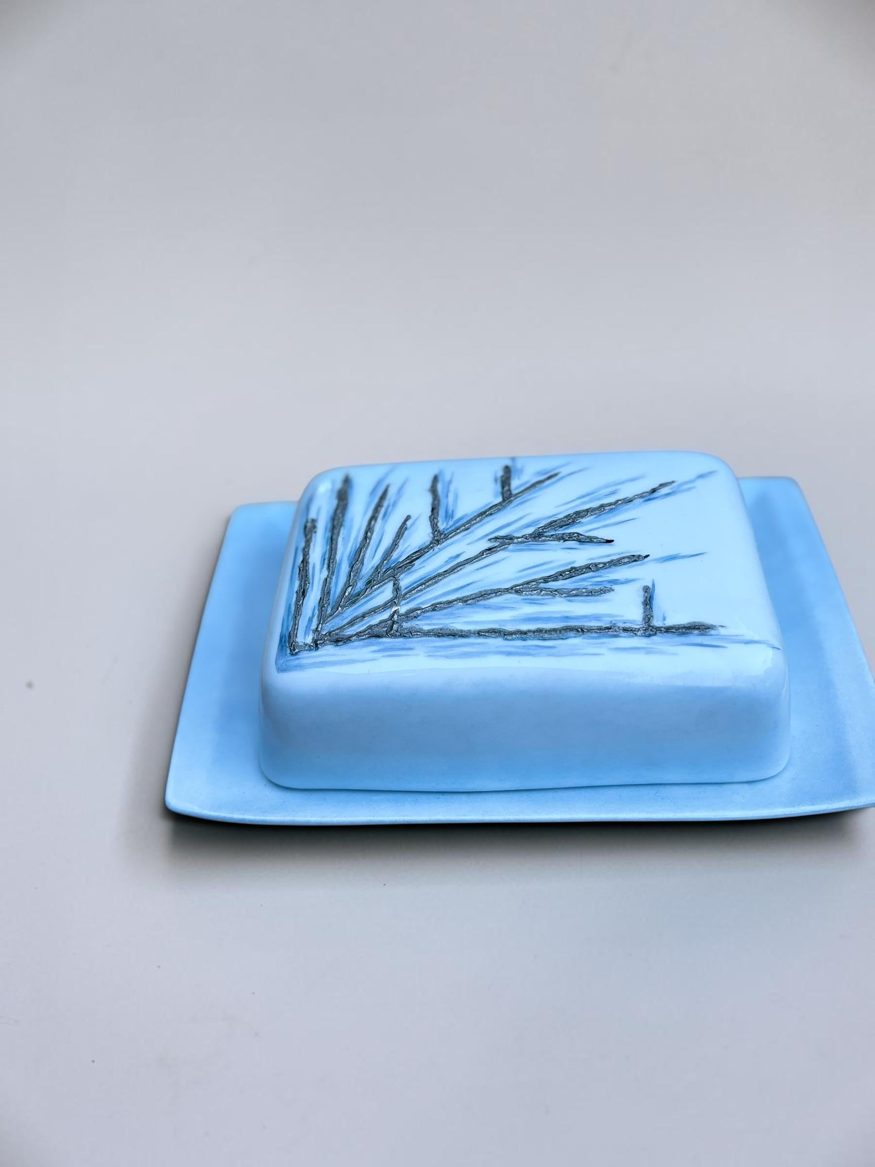 Rare Royal Copenhagen butter dish by Ivan Weiss in hand painted faience