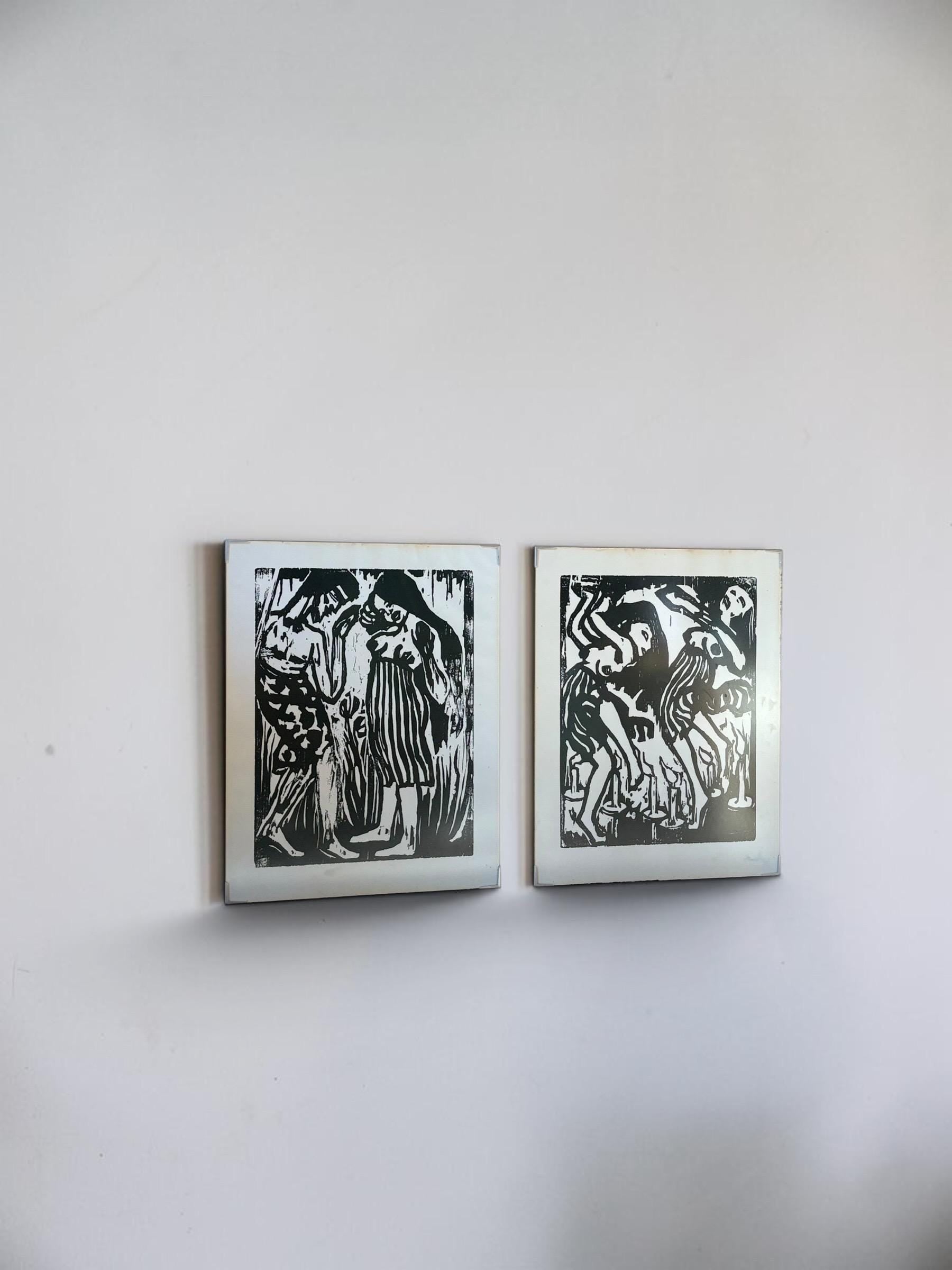 Set of 2 vintage Emil Nolde framed prints – Two Women & Candle Dancers