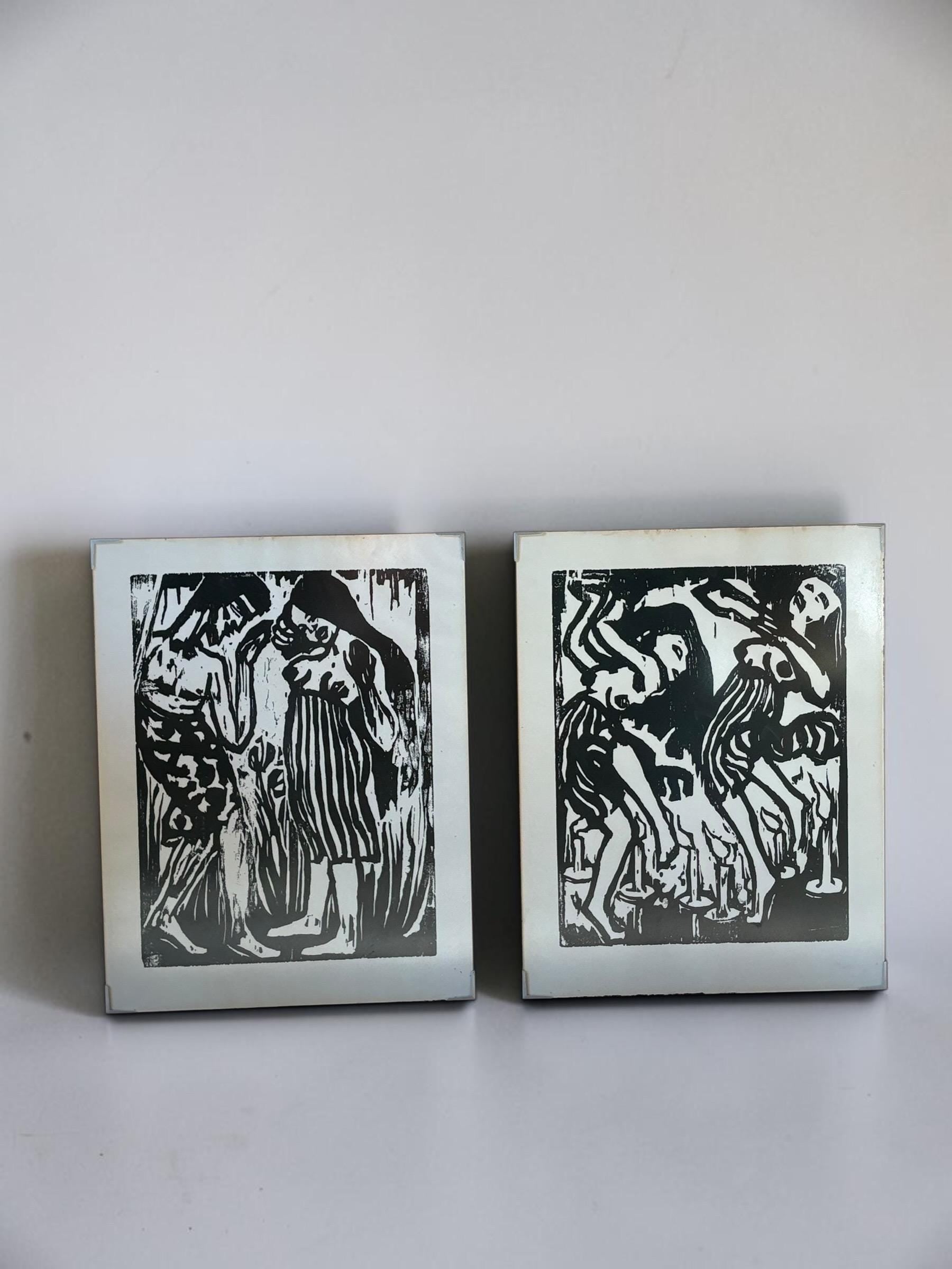 Set of 2 vintage Emil Nolde framed prints – Two Women & Candle Dancers