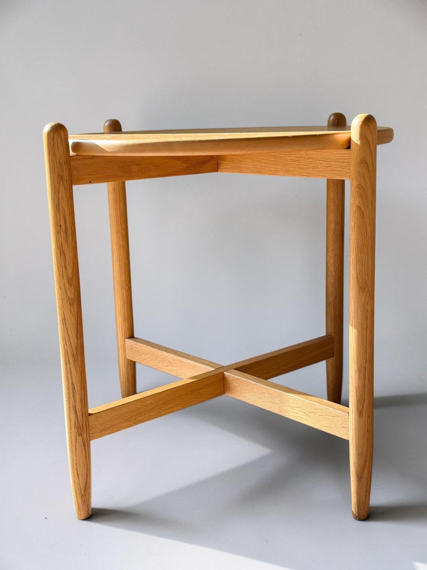 Vintage danish modern design solid oak tray accent table