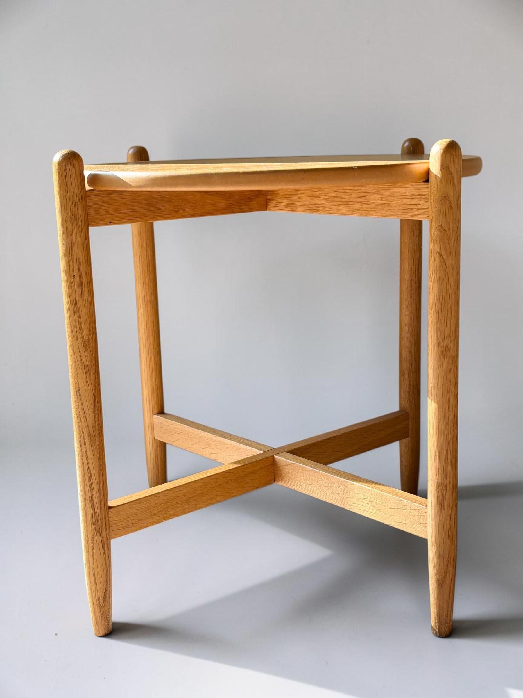 Vintage danish modern design solid oak tray accent table