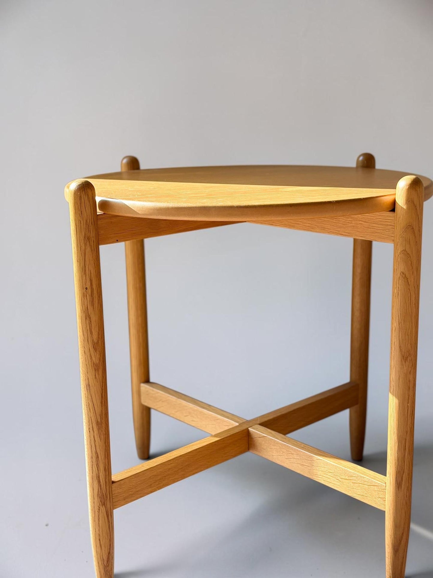 Vintage danish modern design solid oak tray accent table