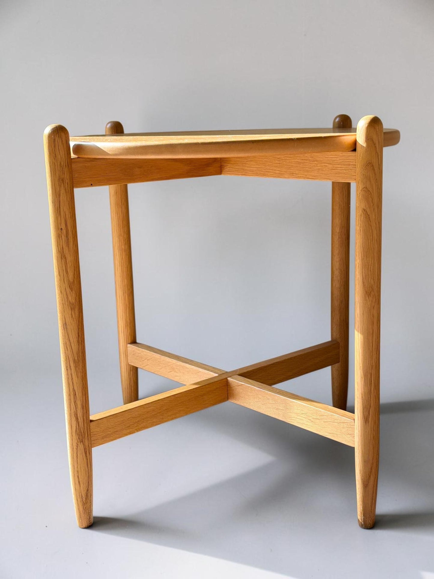 Vintage danish modern design solid oak tray accent table