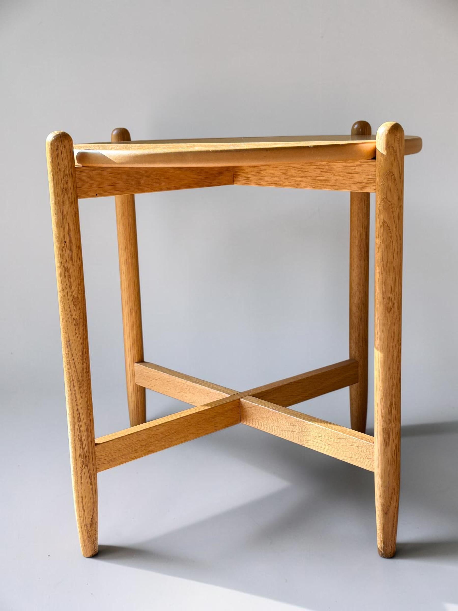 Vintage danish modern design solid oak tray accent table