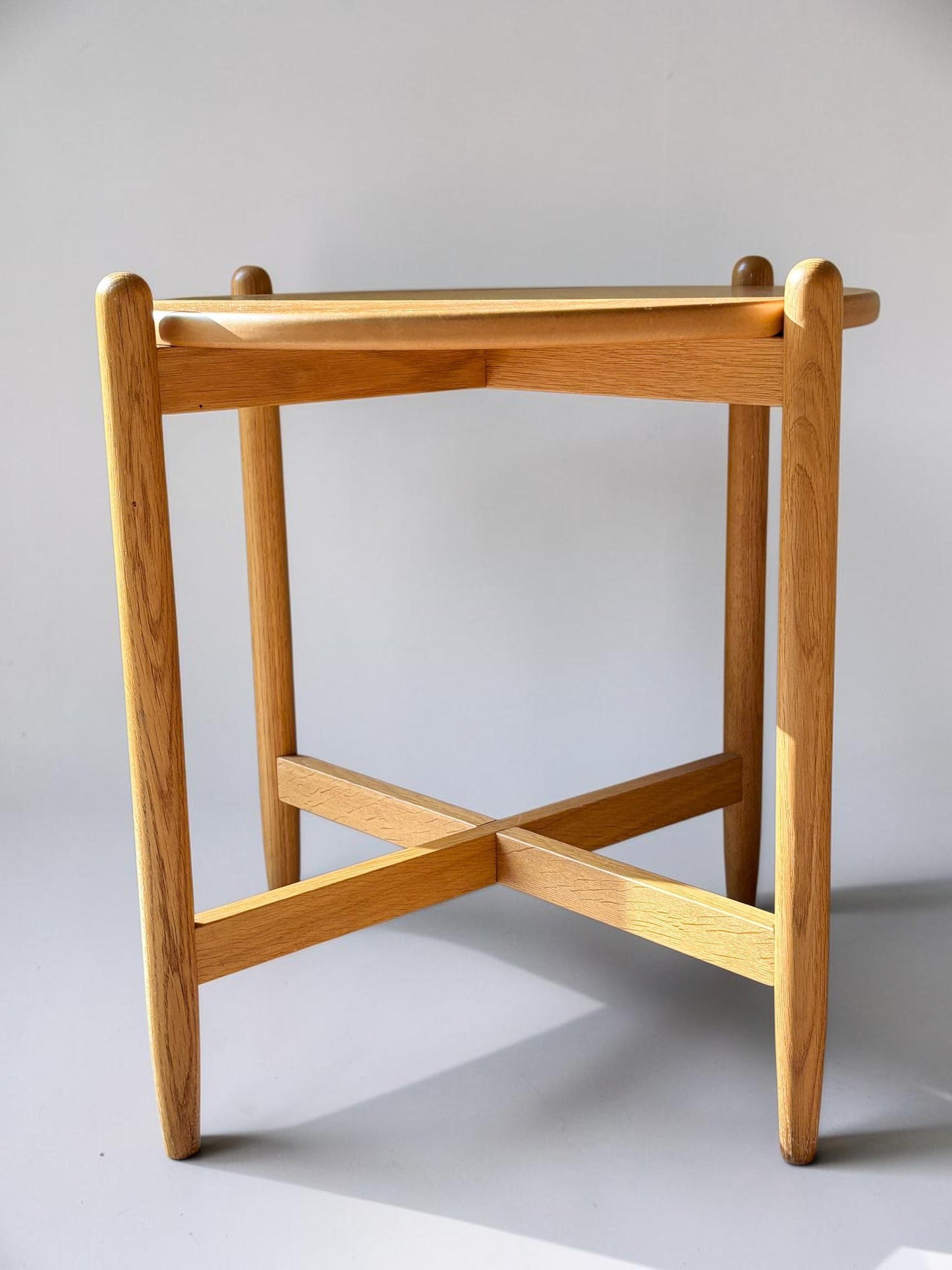 Vintage danish modern design solid oak tray accent table