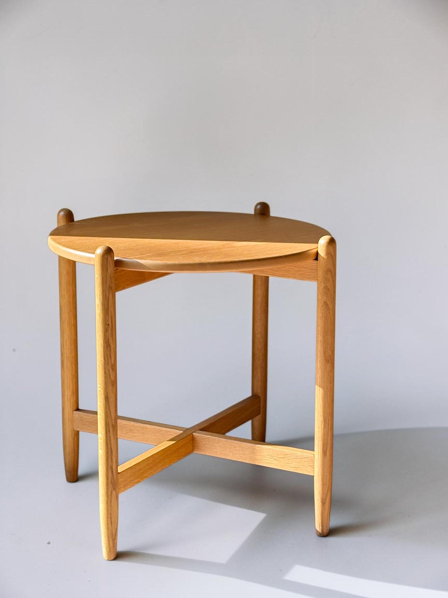 Vintage danish modern design solid oak tray accent table